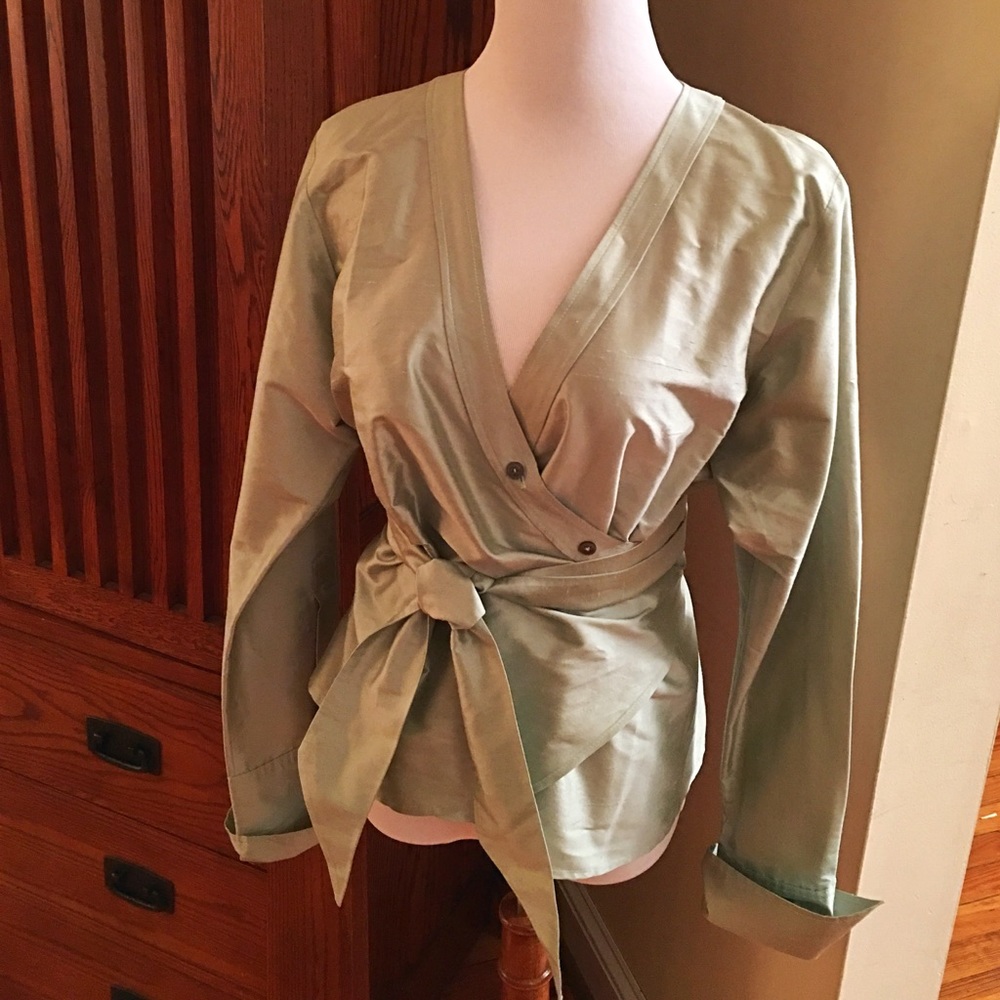 Pink Tartan Silk Wrap Blouse